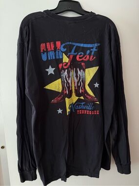 CMA FEST Black Long Sleeve Tee with Colorful Star Graphic